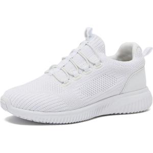 Avia Anchor Mesh Slip On Black Non Slip Shoes for Women, Comfortable Water Resistant Womens Food Service Slip On Sneakers – Black, Navy, White Restaurant Knit Slip Resistant Non Skid Work Shoes Women(White)