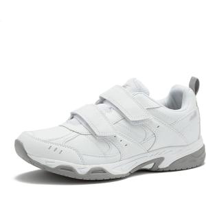Avia Avi-Union II Strap Non Slip Shoes for Men, Hook and Loop Mens Walking Shoes with Memory Foam, Comfort Restaurant and Diabetic Shoes for Men – Black Wide or Extra Wide Width Safety Footwear(White/Chrome Silver)