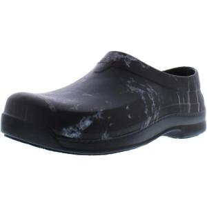 Avia Flame Men’s Clogs, Slip Resistant Shoes for Men Food Service, Non Slip Restaurant and Chef Shoes Men Slip Resistant for Kitchen Work or Nursing, Black, Oil and Water Resistant(Black and White)