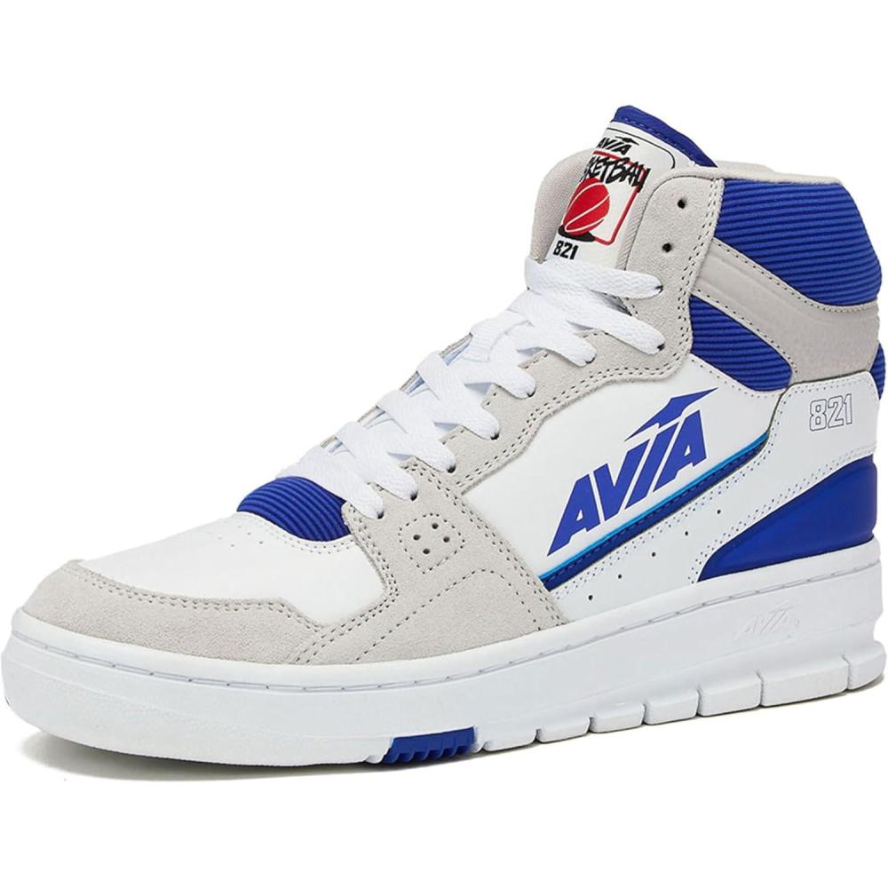 imageAvia 821 High Top Sneakers for Men Indoor or Outdoor Mens Basketball Shoes Size 7 to 16 Retro High Top Shoes Men or WomenWhiteSilver GreyNavy Blue