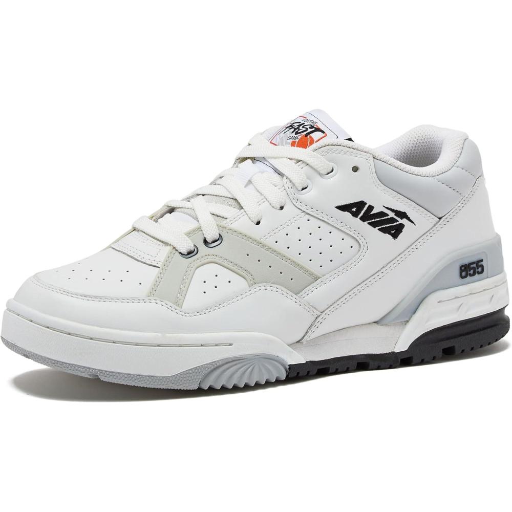 imageAvia 855 Basketball Sneakers for Men Low Top Retro Womens or Mens Sneakers for Street or Court Sizes 45 to 15 Blue and White Green and Cream or Grey and All White Shoes Men and Woman SizesWhiteLight Grey