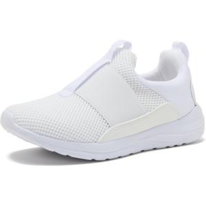 Avia Avi-Play Slip On Boys and Girls Sneakers – Lightweight Tennis, Athletic, No Tie Girls and Boys Shoes – Little and Big Kids Tennis Shoes Size 11-7 – Black, Navy Blue, Grey, White, Pink or Purple(White/Black Trim)