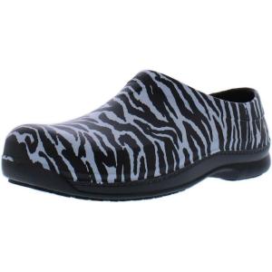Avia Flame Slip Resistant Clogs for Women, Slip On Work Shoes for Food Service, Garden, or Nursing(White and Black)