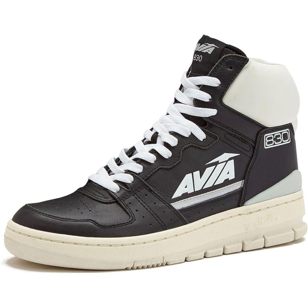 imageAvia 830 Mens Basketball Shoes Retro High Top Sneakers for Men Indoor or Outdoor Street or Court Size 7 to 16BlackWhiteSilver Grey
