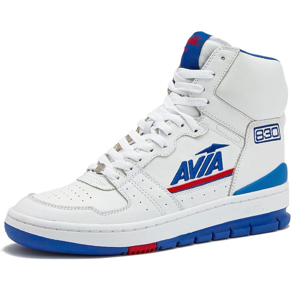 imageAvia 830 Mens Basketball Shoes Retro High Top Sneakers for Men Indoor or Outdoor Street or Court Size 7 to 16WhiteNavy BlueRed