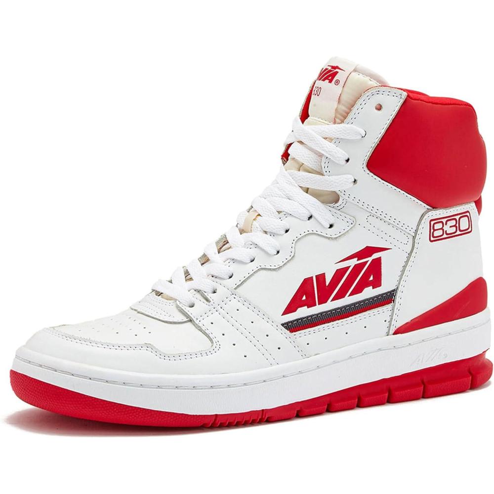 imageAvia 830 Mens Basketball Shoes Retro High Top Sneakers for Men Indoor or Outdoor Street or Court Size 7 to 16WhiteRedDark Grey