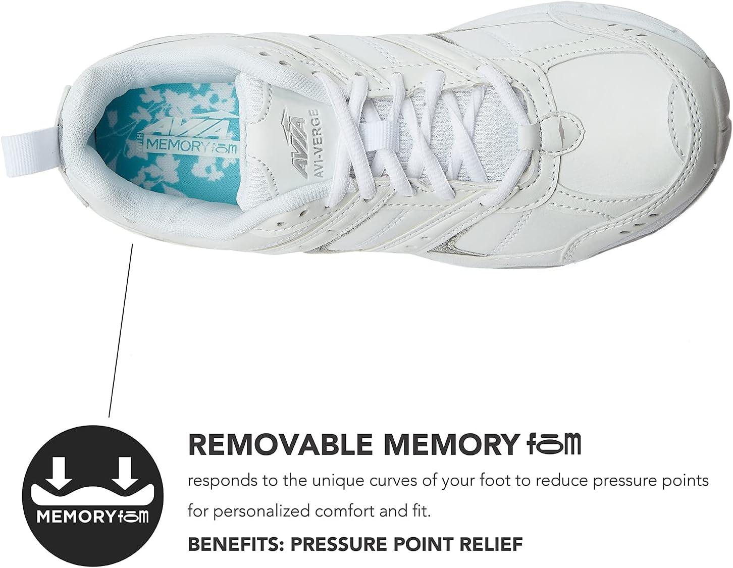 imageAvia Verge Womens Sneakers Tennis Court Cross Training or Pickleball Shoes for Women Classic Black or Walking White Sneakers with Arch Support Wide Width or MediumWhiteMicro ChipPetit FourSilver