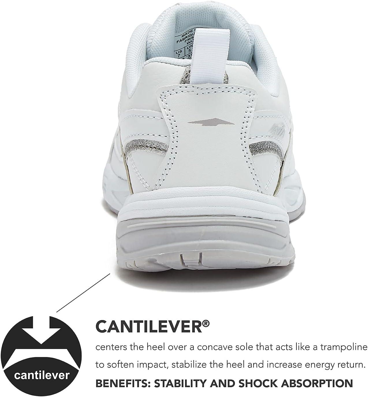 imageAvia Verge Womens Sneakers Tennis Court Cross Training or Pickleball Shoes for Women Classic Black or Walking White Sneakers with Arch Support Wide Width or MediumWhiteMicro ChipPetit FourSilver