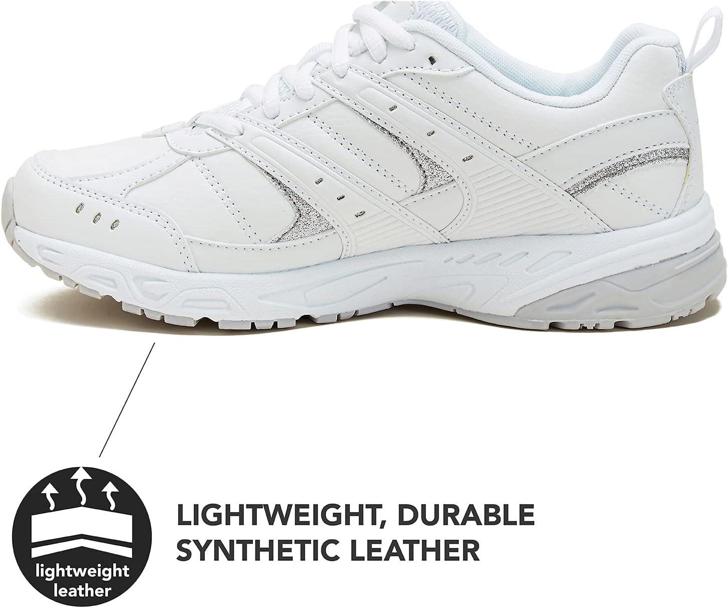 imageAvia Verge Womens Sneakers Tennis Court Cross Training or Pickleball Shoes for Women Classic Black or Walking White Sneakers with Arch Support Wide Width or MediumWhiteMicro ChipPetit FourSilver