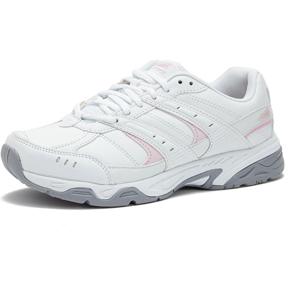 imageAvia Verge Womens Sneakers Tennis Court Cross Training or Pickleball Shoes for Women Classic Black or Walking White Sneakers with Arch Support Wide Width or MediumBright WhiteAvia PinkSilverSteel Grey