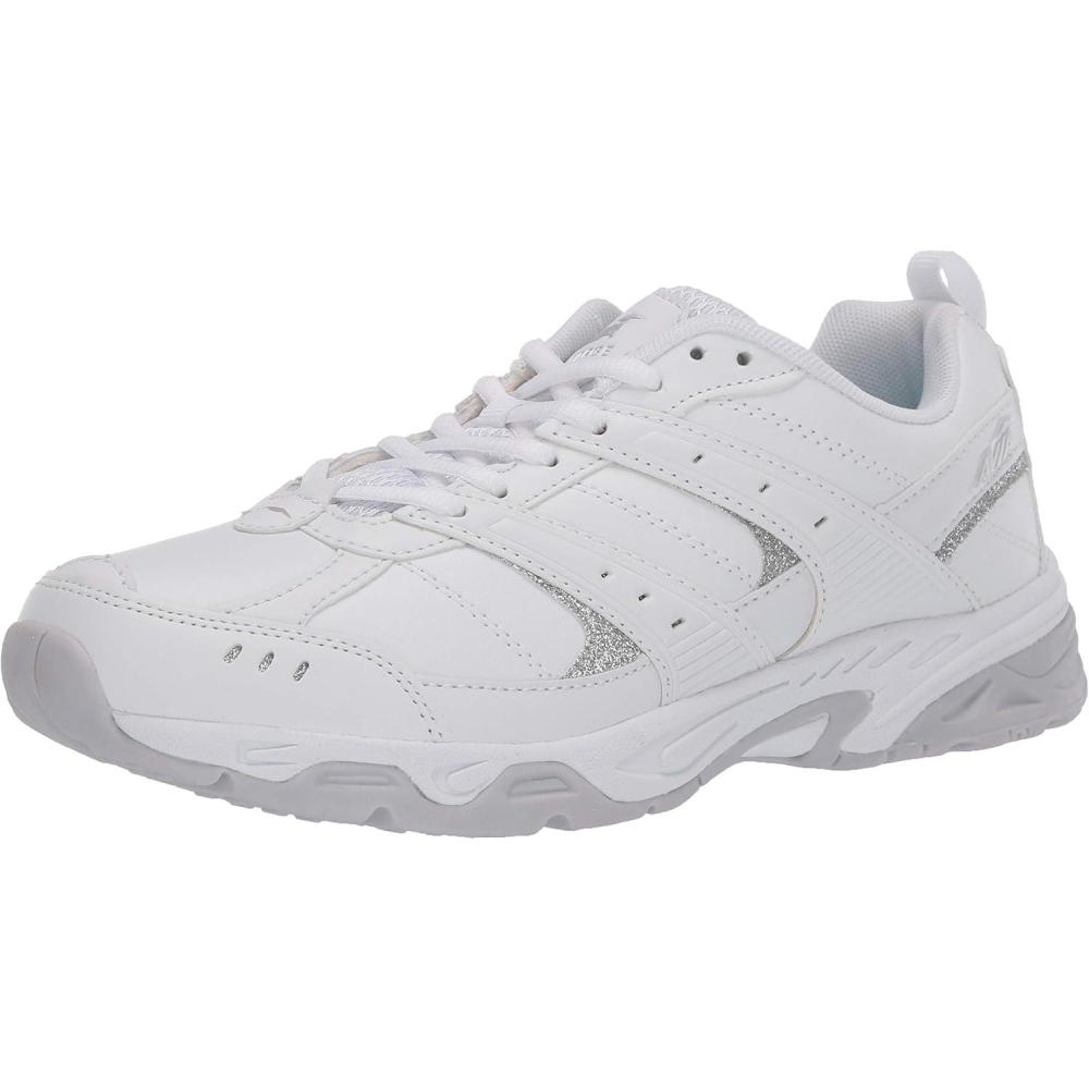 imageAvia Verge Womens Sneakers Tennis Court Cross Training or Pickleball Shoes for Women Classic Black or Walking White Sneakers with Arch Support Wide Width or MediumWhiteMicro ChipPetit FourSilver