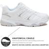 Avia Verge Womens Sneakers – Tennis, Court, Cross Training, or Pickleball Shoes for Women, Classic Black or Walking White Sneakers with Arch Support, Wide Width or Medium(White/Micro Chip/Petit Four/Silver)