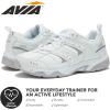Avia Verge Womens Sneakers – Tennis, Court, Cross Training, or Pickleball Shoes for Women, Classic Black or Walking White Sneakers with Arch Support, Wide Width or Medium(White/Micro Chip/Petit Four/Silver)