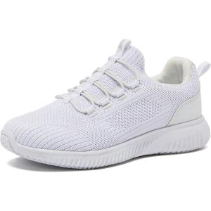 Avia Air Slip On Shoes for Women – Casual Comfortable Athletic Tennis Walking Sneakers for Women with Memory Foam – Sizes 6 to 12, Medium & Wide Width – Black, Grey with Pink, Aqua Blue & White(White)