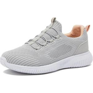 Avia Air Slip On Shoes for Women – Casual Comfortable Athletic Tennis Walking Sneakers for Women with Memory Foam – Sizes 6 to 12, Medium & Wide Width – Black, Grey with Pink, Aqua Blue & White(Silver Grey)