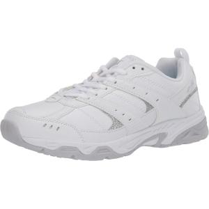 Avia Verge Womens Sneakers – Tennis, Court, Cross Training, or Pickleball Shoes for Women, Classic Black or Walking White Sneakers with Arch Support, Wide Width or Medium(White/Micro Chip/Petit Four/Silver)